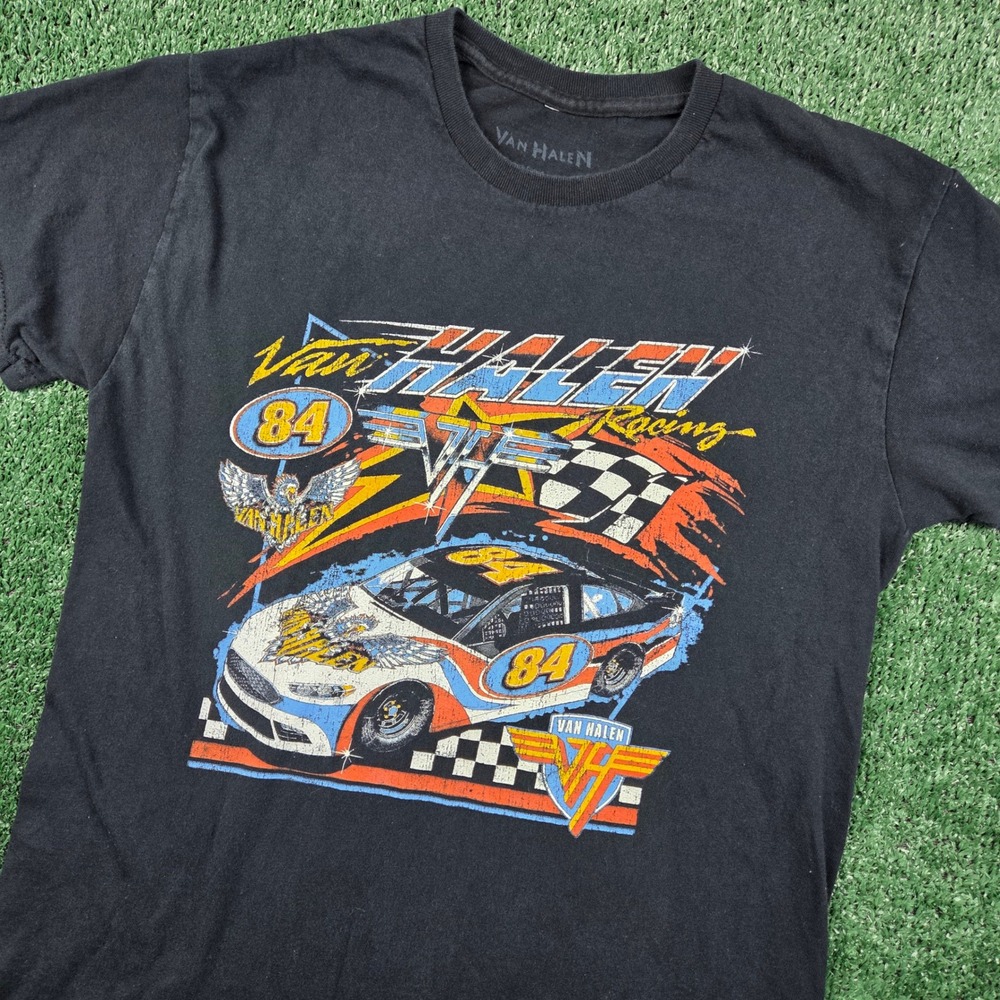 Van Halen Racing T-Shirt Mens Medium Black Car Graphic Rock Band Tee